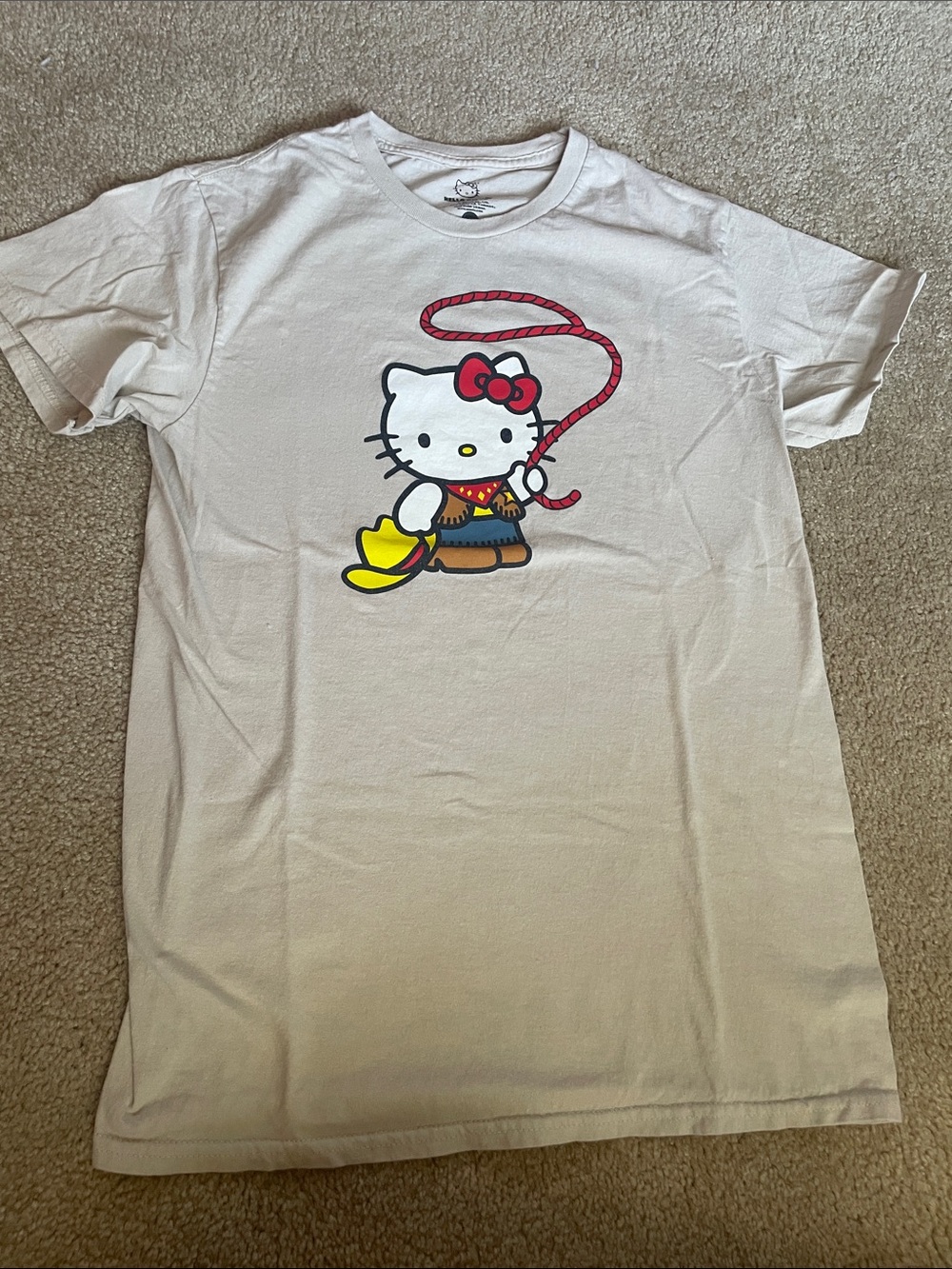 Hello Kitty Tan Tee with Cowboy Graphic